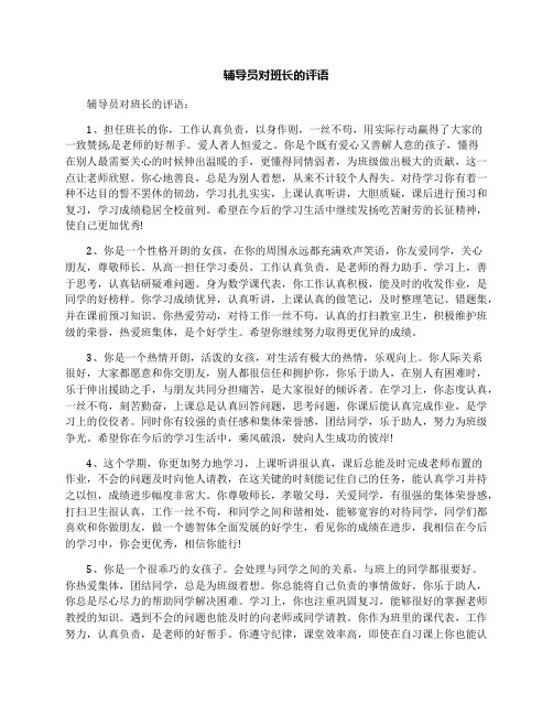 辅导员对班长的评语