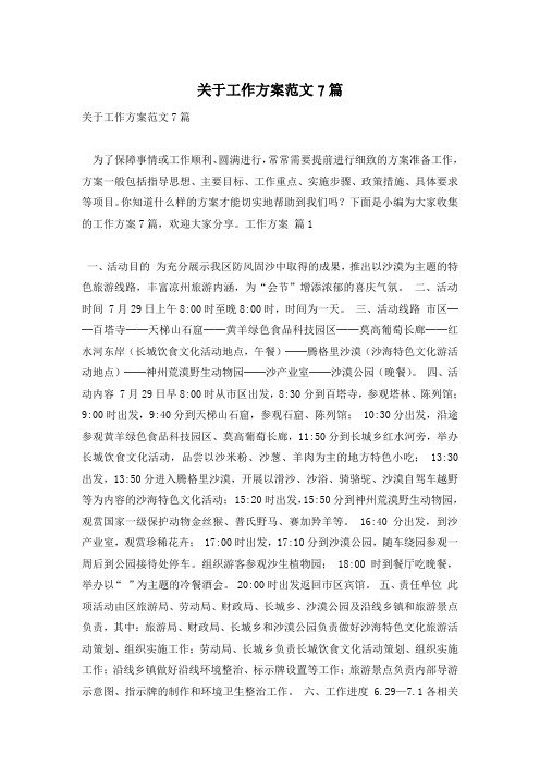 关于工作方案范文7篇