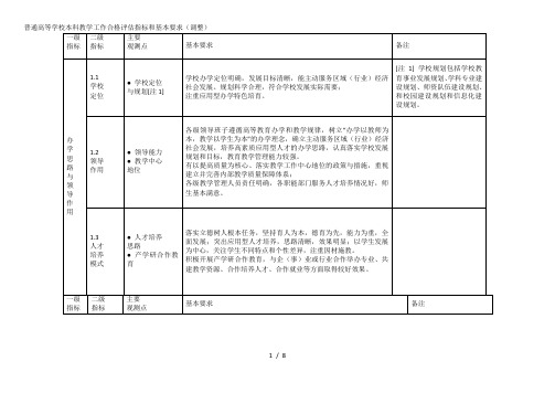 普通高等学校本科教学工作合格评估指标和基本要求(调整)