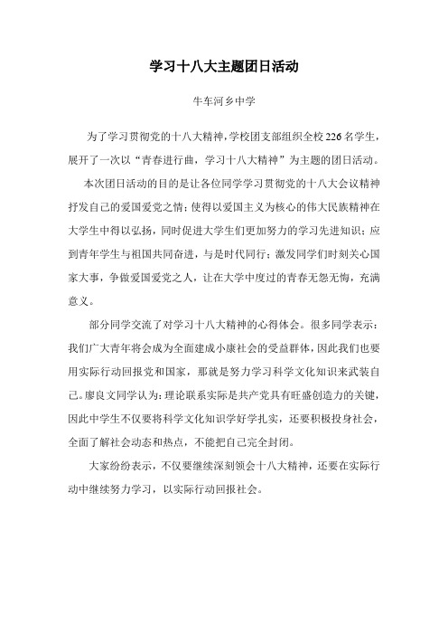 学习十八大主题团日活动 2