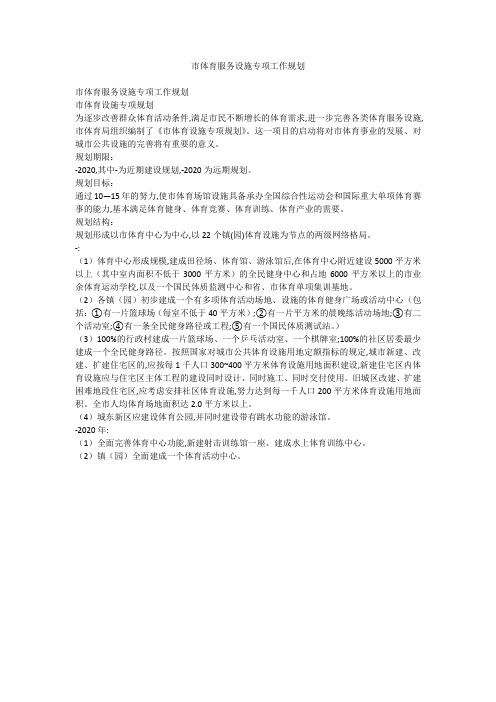 市体育服务设施专项工作规划