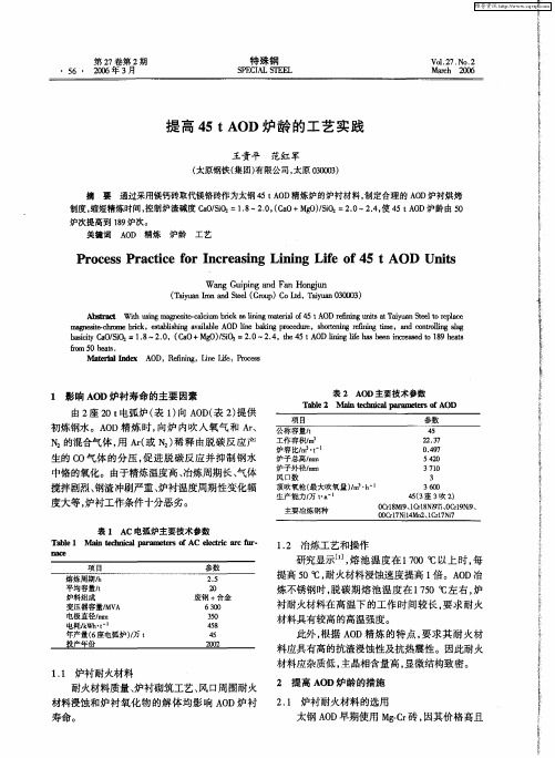 提高45tAOD炉龄的工艺实践