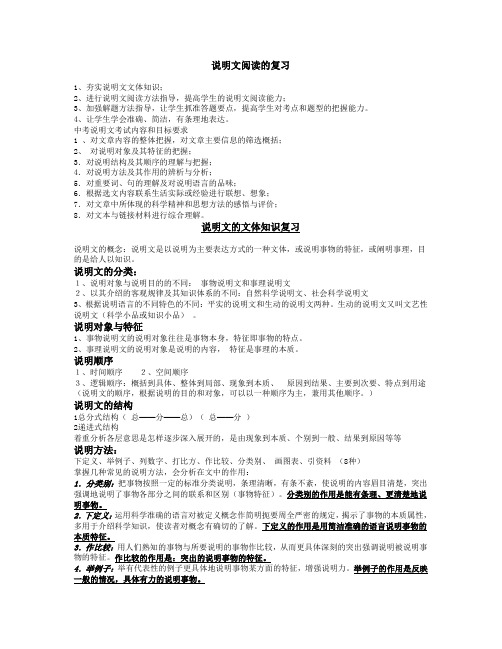 说明文阅读的复习已用