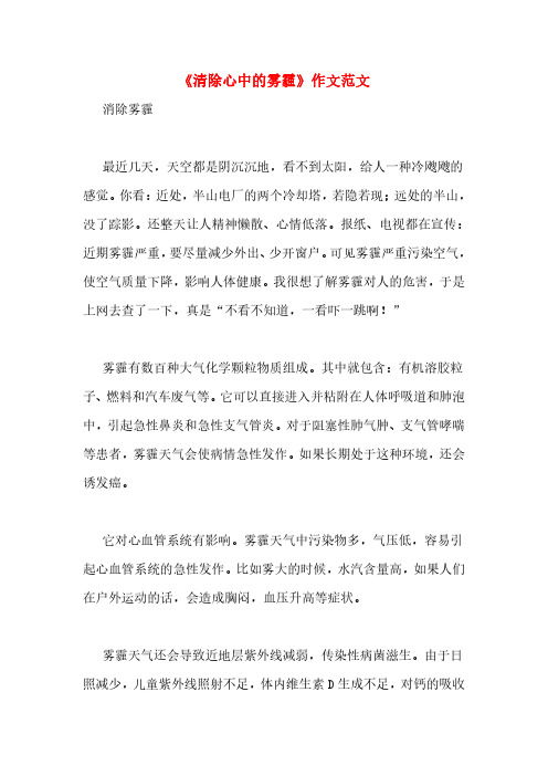 《清除心中的雾霾》作文范文