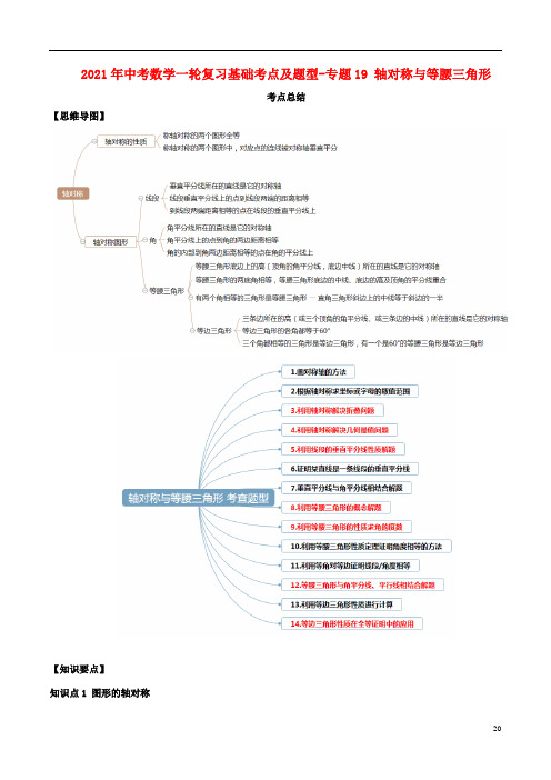 2021年中考数学一轮复习基础考点及题型-专题19轴对称与等腰三角形(含解析)