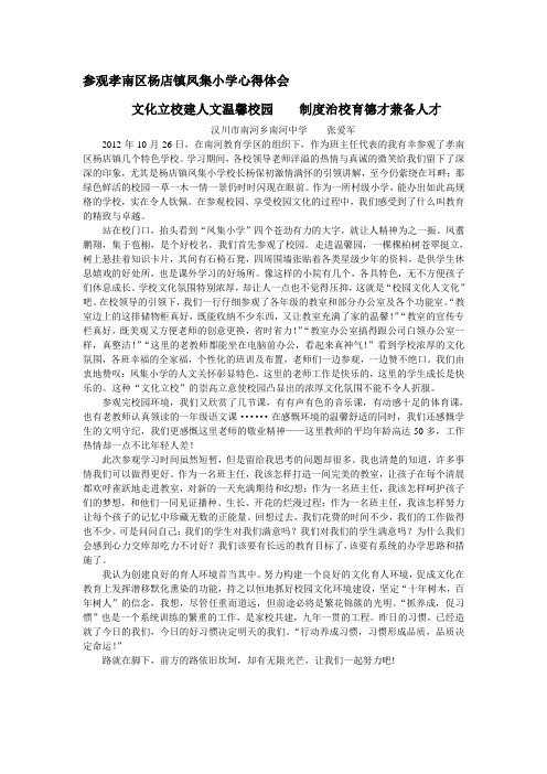 参观孝南区杨店镇凤集小学心得体会