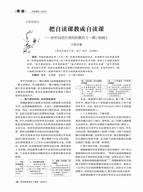 把自读课教成自读课——研析肖培东老师执教的《一棵小桃树》