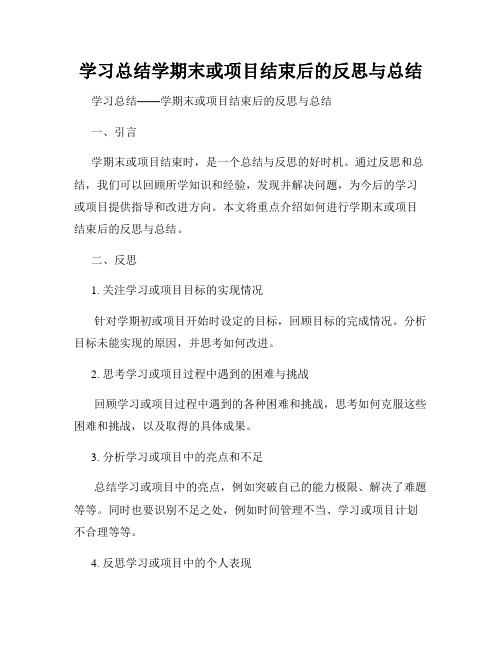 学习总结学期末或项目结束后的反思与总结