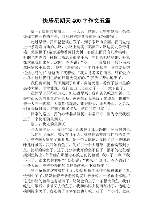 快乐星期天400字作文五篇