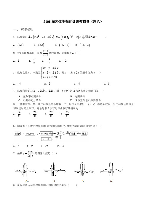强化训练08(理)-2016年高考数学备考艺体生百日突围系列(原卷版)