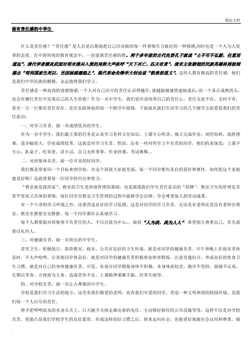 做有责任感的中学生