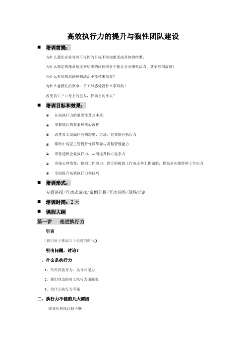 高效执行力提升与强势团队建设