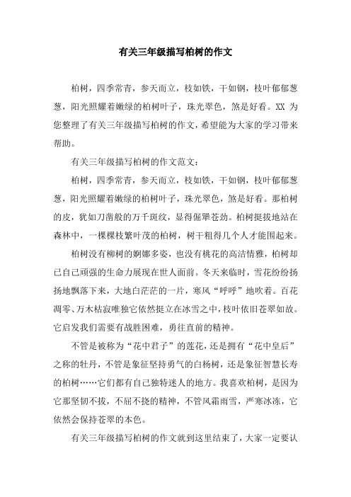 有关三年级描写柏树的作文
