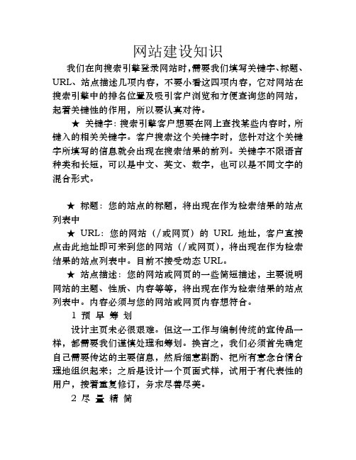 如何理解关键字、标题、URL、站点描述的含义