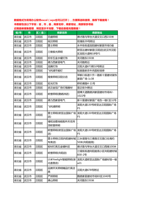 2020新版湖北省武汉市汉阳区照明工商企业公司商家名录名单黄页联系电话号码地址大全24家