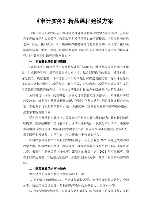 《审计实务》精品课程建设方案