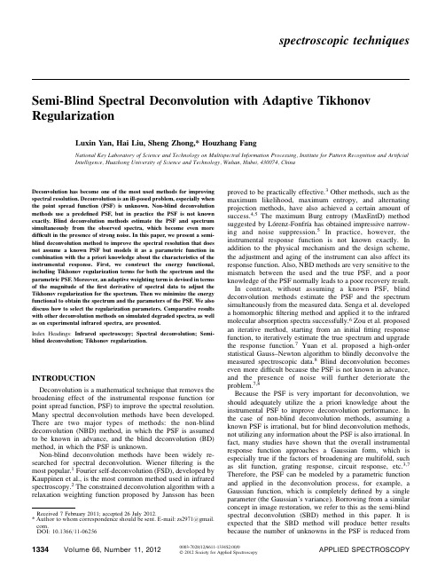 Semi-Blind Spectral Deconvolution with Adaptive Tikhonov Regularization