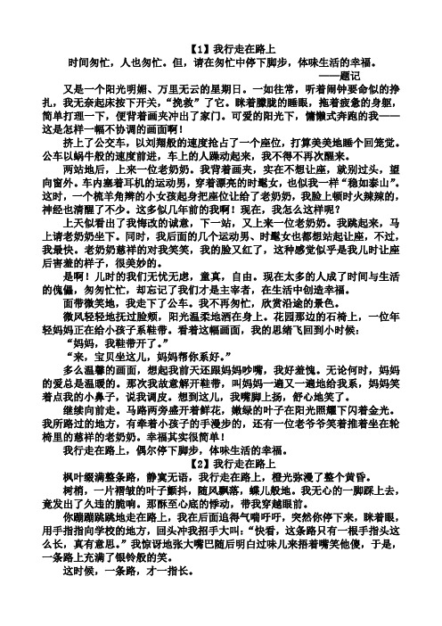 《我行走在路上》优秀作文选读