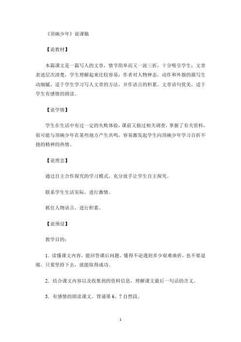 《顶碗少年》说课稿(最新)