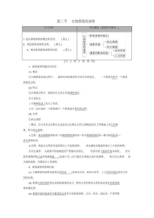 2019-2020高中生物第3章生物群落的演替第3节生物群落的演替学案苏教版必修3
