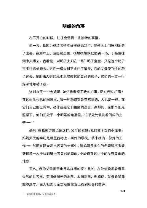 明媚的角落_初二作文