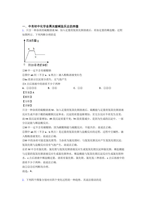 中考化学金属及酸碱盐反应的图像(大题培优 易错 难题)及答案