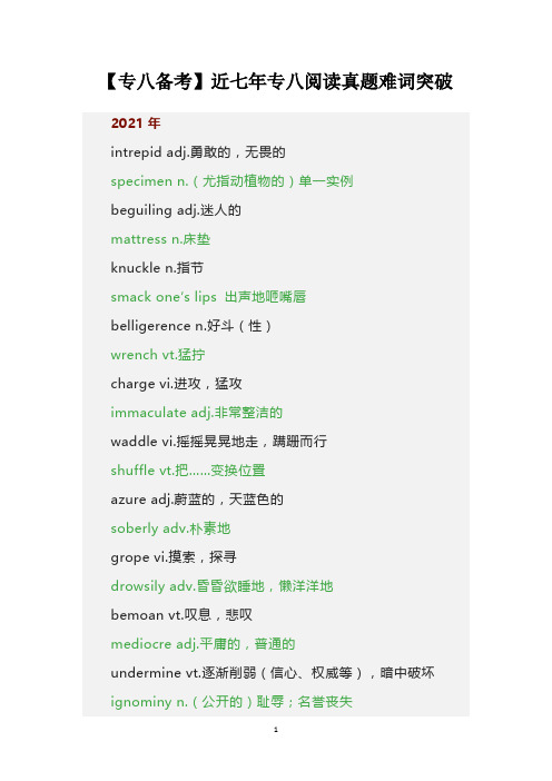 【专八备考】近七年专八阅读真题难词突破