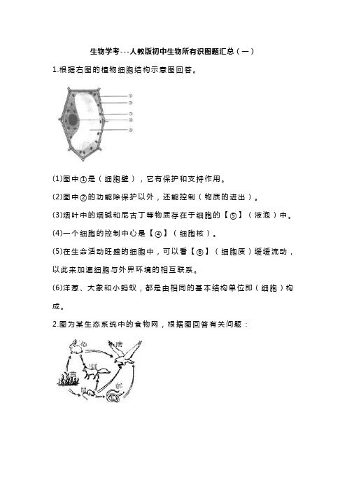 生物学考---人教版初中生物所有识图题汇总(一)