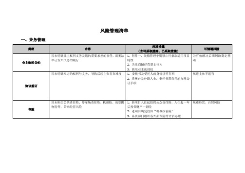 物业项目风险管理清单 精品