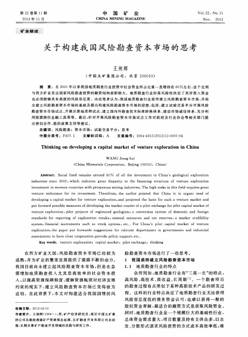 关于构建我国风险勘查资本市场的思考