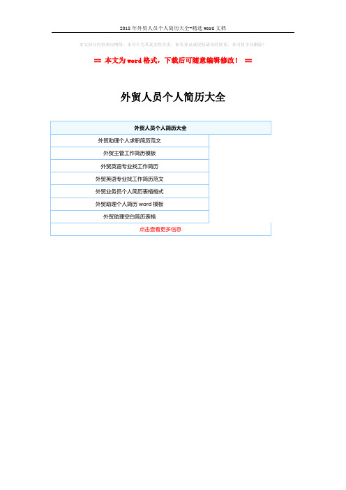 2018年外贸人员个人简历大全-精选word文档 (1页)