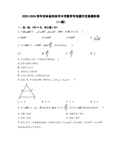 【中考数学】2023-2024学年吉林省吉林市质量检测仿真模拟卷2套(含解析)