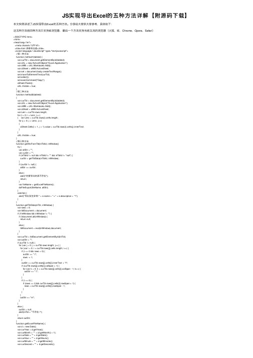 JS实现导出Excel的五种方法详解【附源码下载】