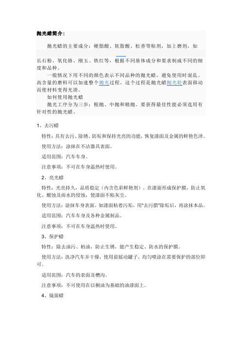 抛光蜡简介