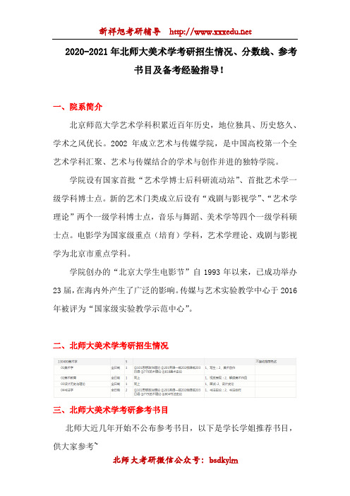 2019-2020年北师大美术学考研招生情况、分数线、参考书目、复试指导!