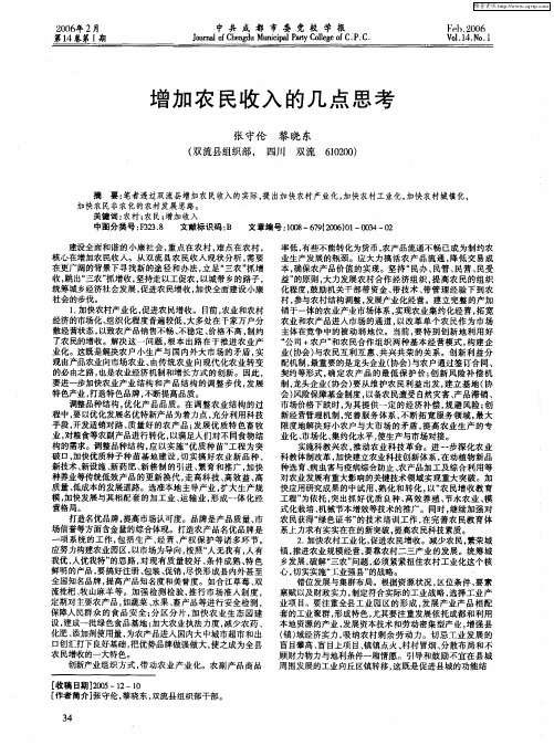 增加农民收入的几点思考