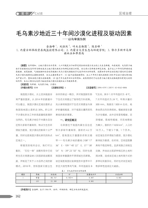 毛乌素沙地近三十年间沙漠化进程及驱动因素——以乌审旗为例