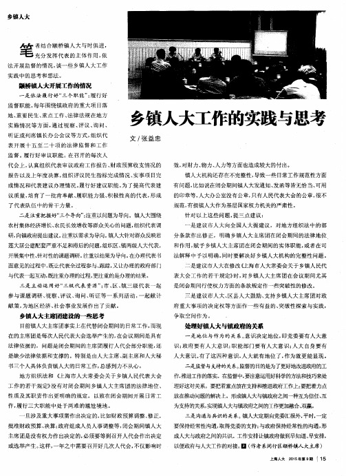 乡镇人大工作的实践与思考