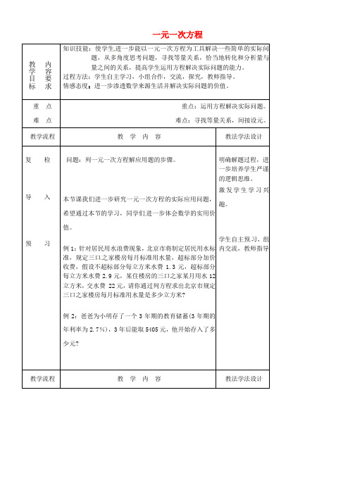 七年级数学下册第6章一元一次方程复习二教案新版华东师大版_