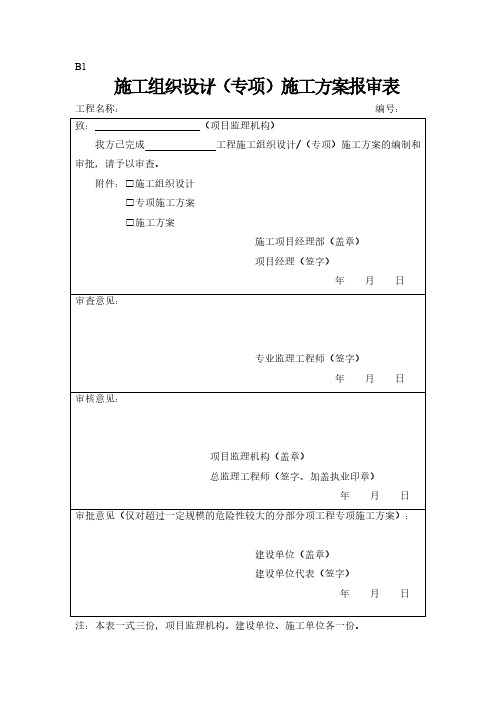 B类表格(施工单位报审报验用表)-推荐下载