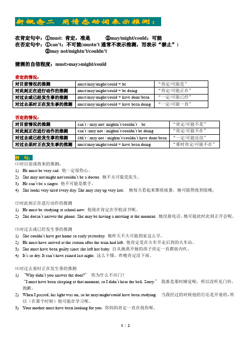 新概念二的情态动词总结