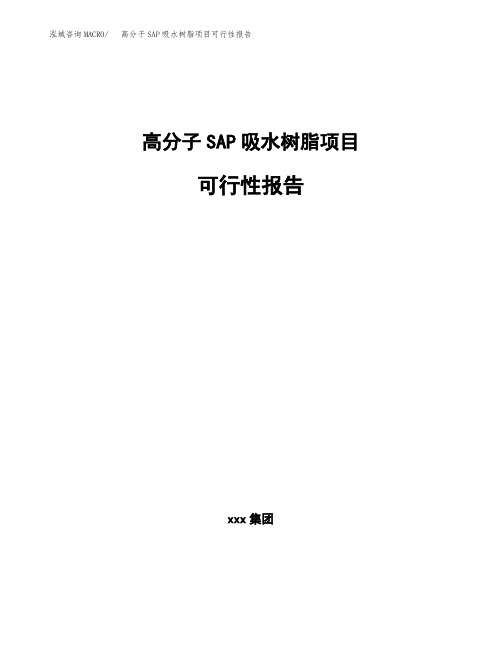 高分子SAP吸水树脂项目可行性报告