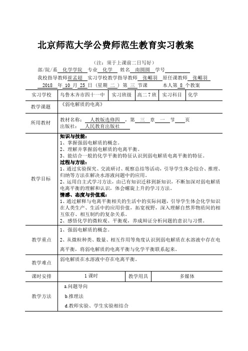 北京师范大学公费师范生教育实习教案