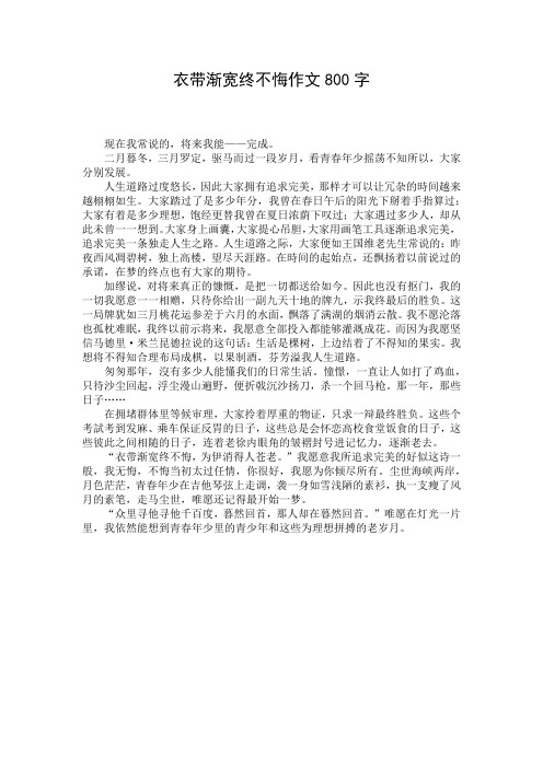 衣带渐宽终不悔作文800字