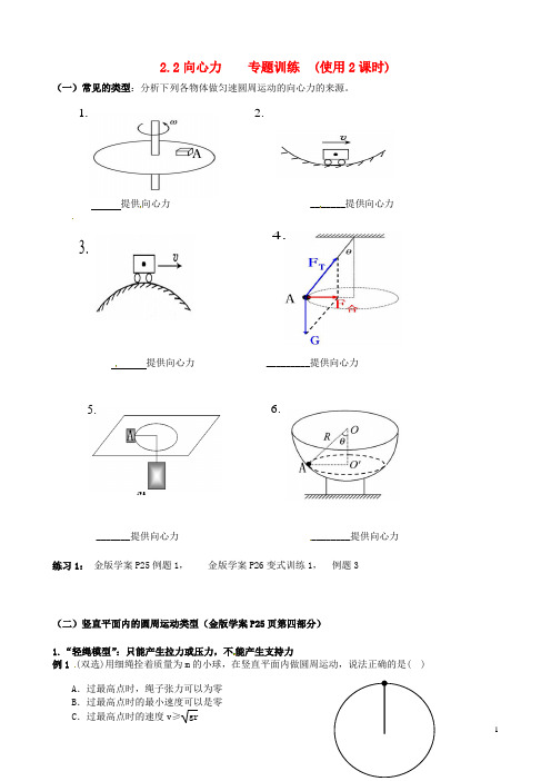 广东省化州市实验中学高中物理《2.2向心力》专题训练(无答案)粤教版必修2