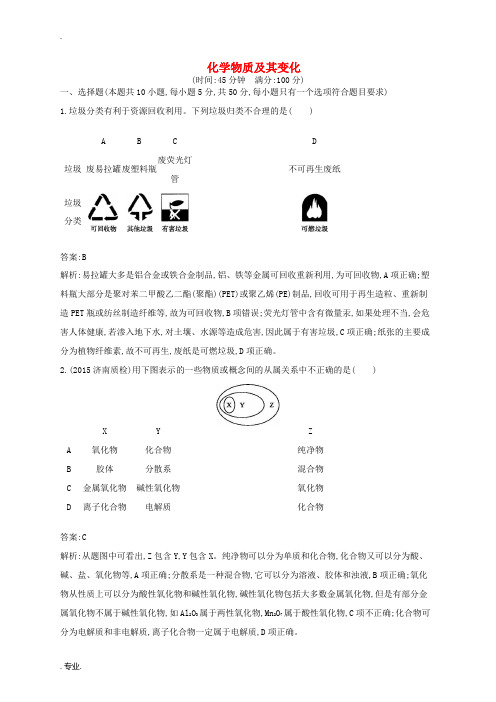 高优指导高三化学一轮复习 第2单元 化学物质及其变化单元质检卷 鲁科版-鲁科版高三全册化学试题
