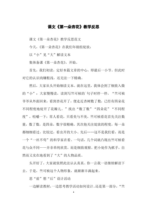课文《第一朵杏花》教学反思