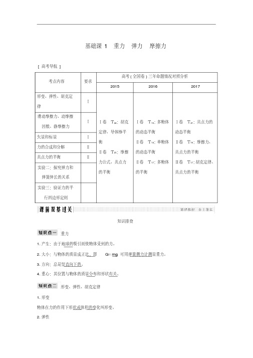 2019版高考物理总复习第二章相互作用基础课1重力弹力摩擦力学案