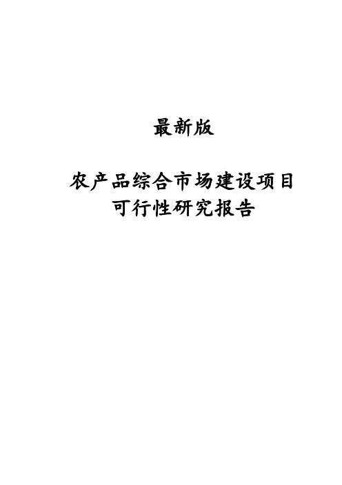 最新版农产品综合市场建设项目可行性研究报告