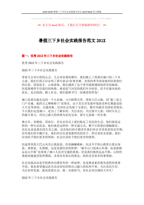 2018-2019-暑假三下乡社会实践报告范文201X-word范文模板 (12页)